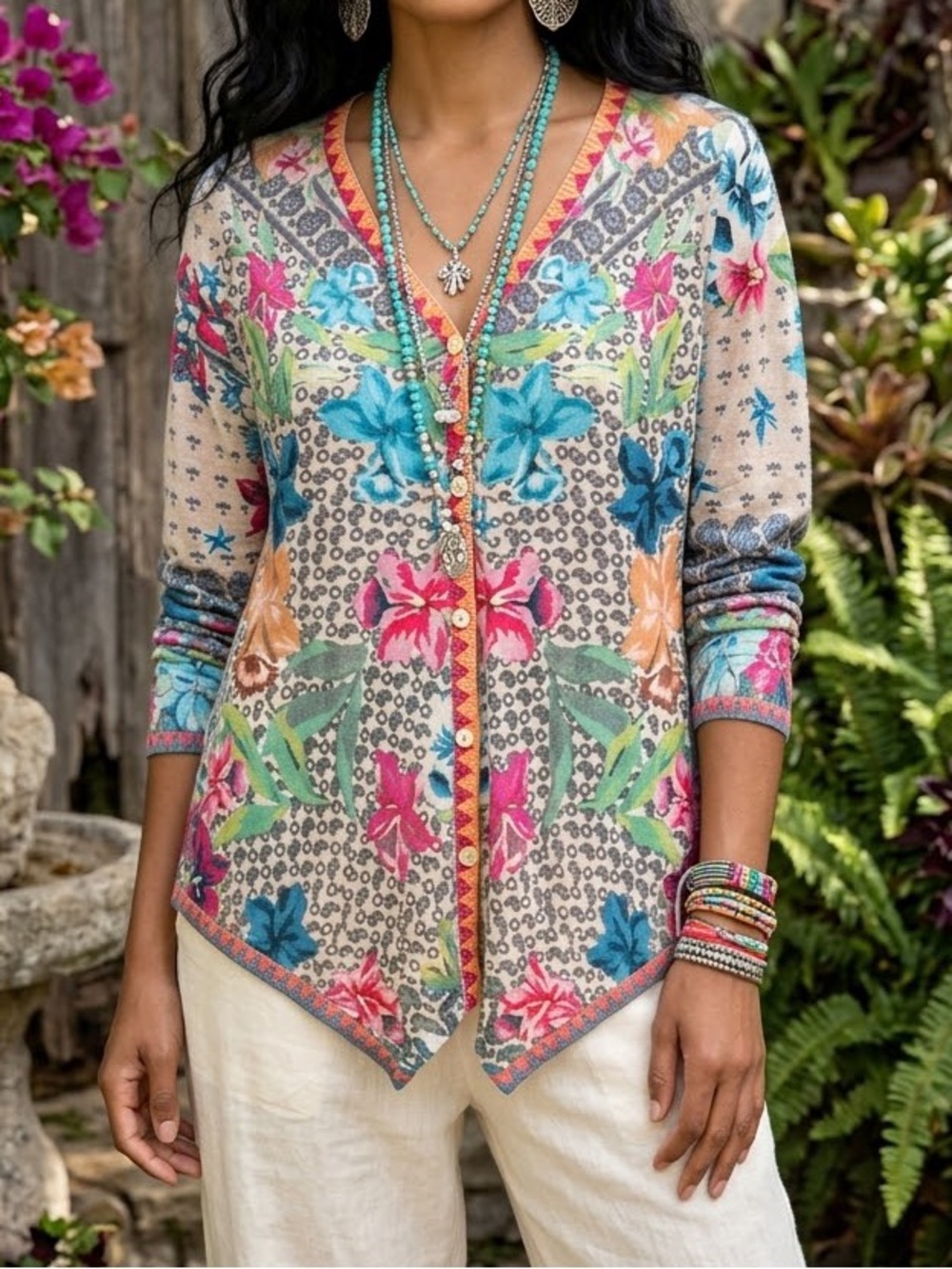 Johnny Was Wonder Swing Floral Cardigan
